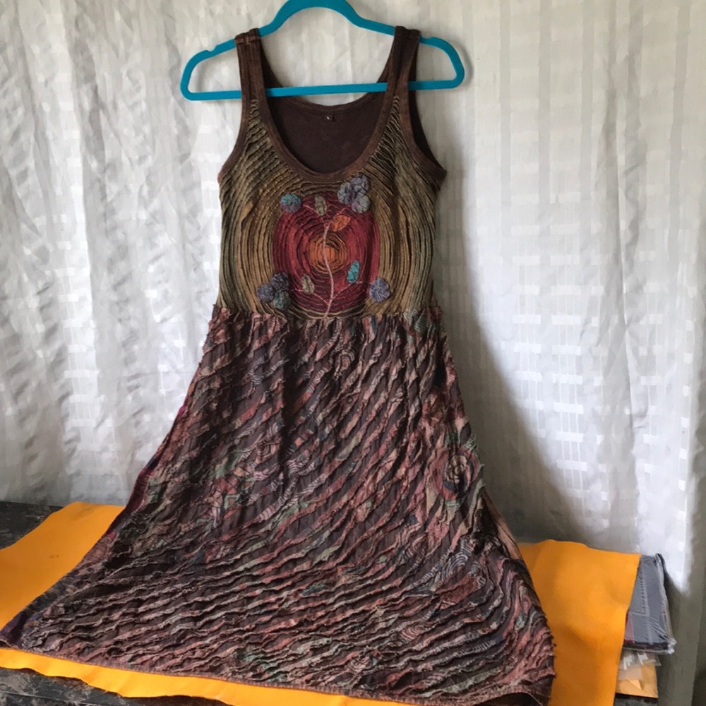 Free People hand crafted dress Sz L